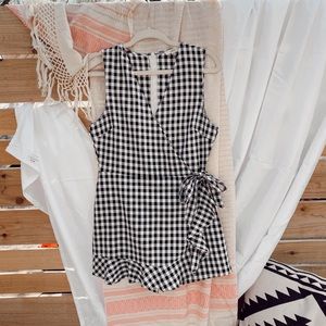 Black and white gingham romper